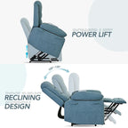 Fauteuil de massage inclinable pour seniors - Remontée assistée, massage réglable, fonctions chauffantes, inclinaison infinie et poche latérale