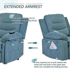 Fauteuil de massage inclinable pour seniors - Remontée assistée, massage réglable, fonctions chauffantes, inclinaison infinie et poche latérale