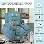 Fauteuil de massage inclinable pour seniors - Remontée assistée, massage réglable, fonctions chauffantes, inclinaison infinie et poche latérale