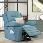 Fauteuil de massage inclinable pour seniors - Remontée assistée, massage réglable, fonctions chauffantes, inclinaison infinie et poche latérale