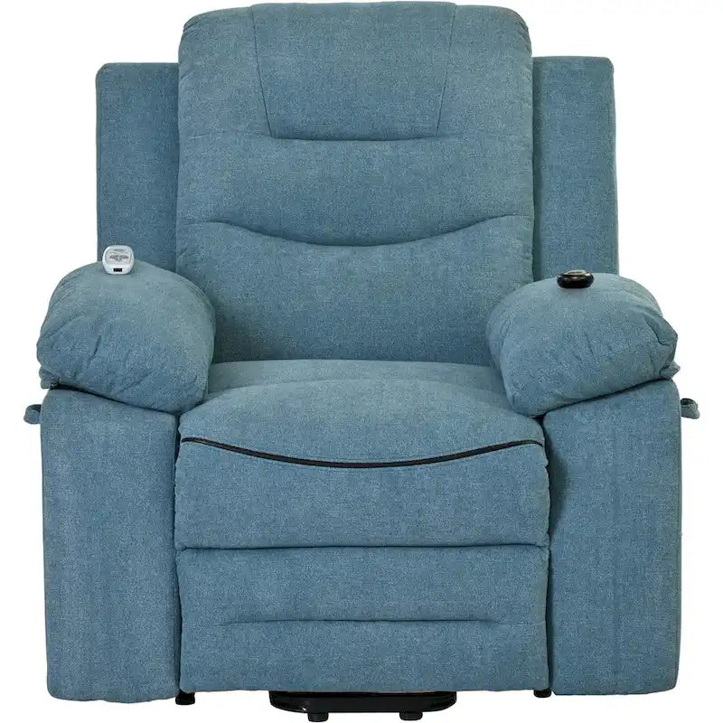 Fauteuil de massage inclinable pour seniors - Remontée assistée, massage réglable, fonctions chauffantes, inclinaison infinie et poche latérale