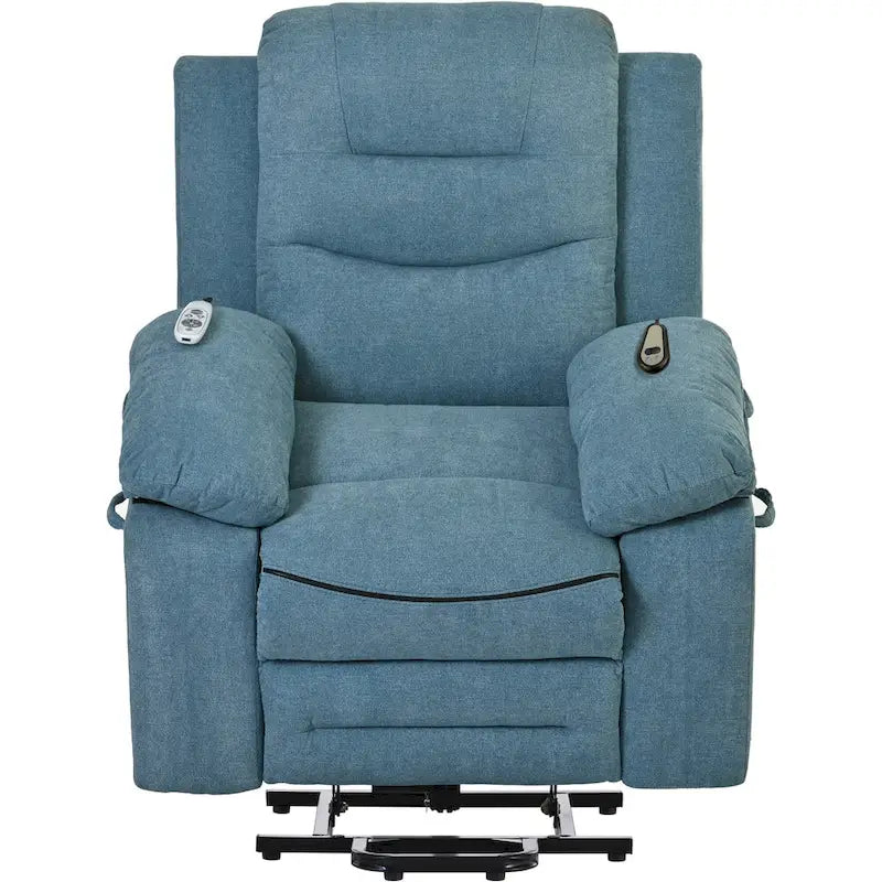 Fauteuil de massage inclinable pour seniors - Remontée assistée, massage réglable, fonctions chauffantes, inclinaison infinie et poche latérale