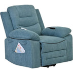 Fauteuil de massage inclinable pour seniors - Remontée assistée, massage réglable, fonctions chauffantes, inclinaison infinie et poche latérale