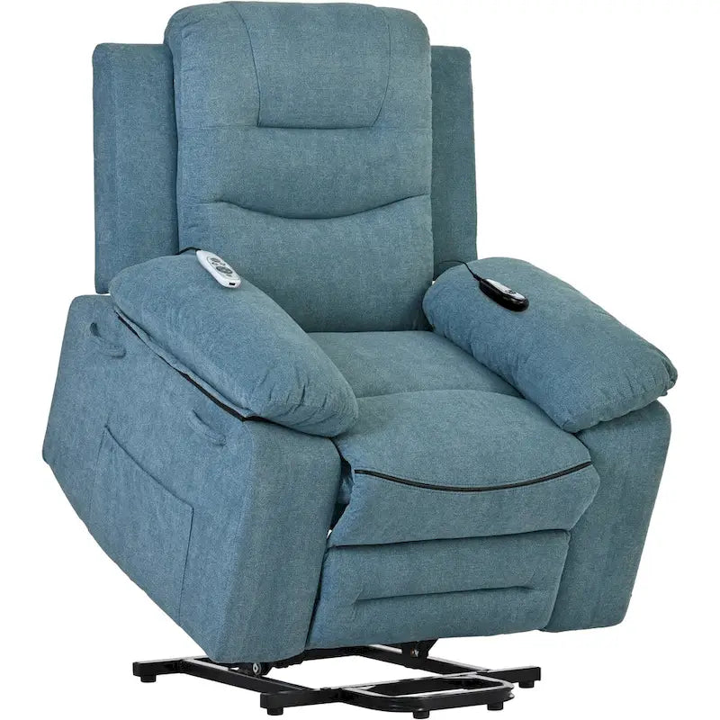 Fauteuil de massage inclinable pour seniors - Remontée assistée, massage réglable, fonctions chauffantes, inclinaison infinie et poche latérale
