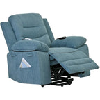 Fauteuil de massage inclinable pour seniors - Remontée assistée, massage réglable, fonctions chauffantes, inclinaison infinie et poche latérale