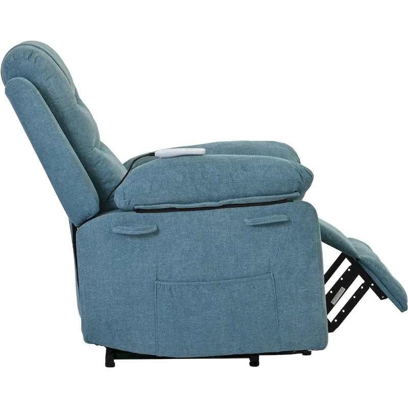 Fauteuil de massage inclinable pour seniors - Remontée assistée, massage réglable, fonctions chauffantes, inclinaison infinie et poche latérale