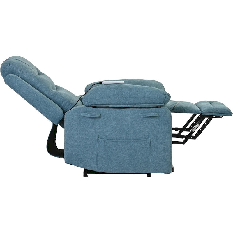 Fauteuil de massage inclinable pour seniors - Remontée assistée, massage réglable, fonctions chauffantes, inclinaison infinie et poche latérale