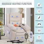 Fauteuil de massage inclinable pour seniors - Remontée assistée, massage réglable, fonctions chauffantes, inclinaison infinie et poche latérale
