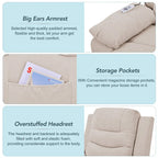 Fauteuil de massage inclinable pour seniors - Remontée assistée, massage réglable, fonctions chauffantes, inclinaison infinie et poche latérale