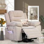 Fauteuil de massage inclinable pour seniors - Remontée assistée, massage réglable, fonctions chauffantes, inclinaison infinie et poche latérale