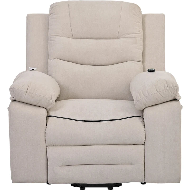 Fauteuil de massage inclinable pour seniors - Remontée assistée, massage réglable, fonctions chauffantes, inclinaison infinie et poche latérale