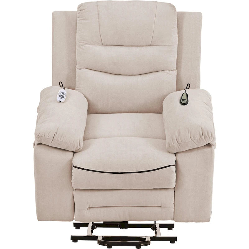 Fauteuil de massage inclinable pour seniors - Remontée assistée, massage réglable, fonctions chauffantes, inclinaison infinie et poche latérale
