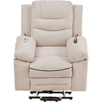 Fauteuil de massage inclinable pour seniors - Remontée assistée, massage réglable, fonctions chauffantes, inclinaison infinie et poche latérale