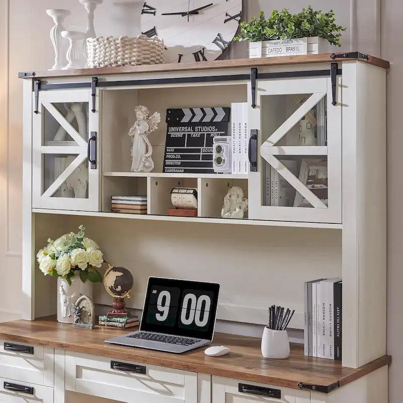 Bureau de ferme, bureau de direction en bois avec station de recharge