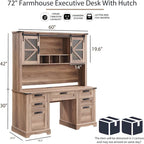 Bureau de ferme, bureau de direction en bois avec station de recharge