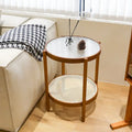 Ensemble table basse de ferme moderne, tables gigognes rondes en bois et tables d'appoint.