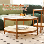 Ensemble table basse de ferme moderne, tables gigognes rondes en bois et tables d'appoint.