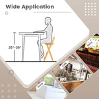 Lot de 2 tabourets de bar pliants en bambou, chaises de salle à manger hauteur comptoir