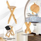 Lot de 2 tabourets de bar pliants en bambou, chaises de salle à manger hauteur comptoir