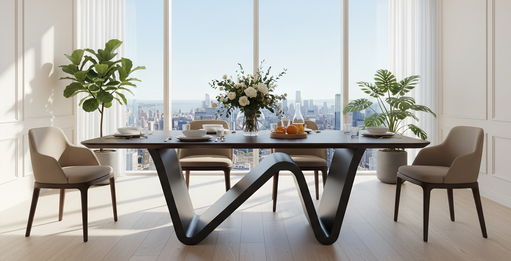 Grande table à manger rectangulaire en pierre frittée de 199,9 cm pour 6-8 personnes