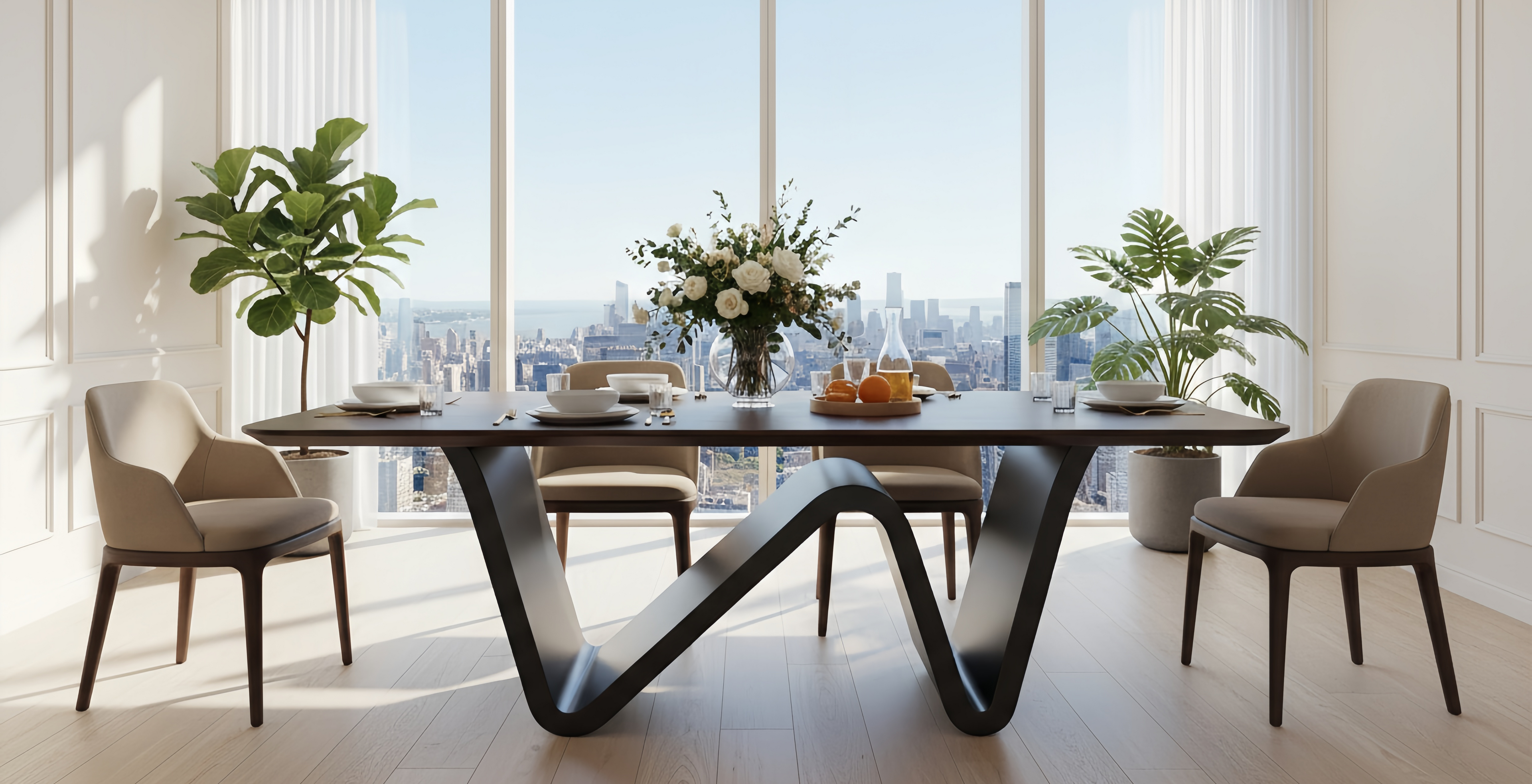 Grande table à manger rectangulaire en pierre frittée de 199,9 cm pour 6-8 personnes