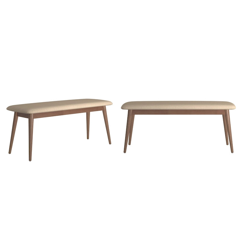 Banc de salle à manger capitonné effilé, style Mid-Century Modern
