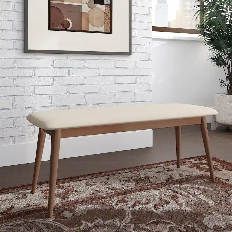 Banc de salle à manger capitonné effilé, style Mid-Century Modern