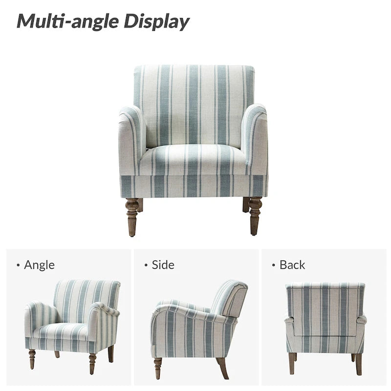 Fauteuil rayé classique et contemporain avec pieds tournés