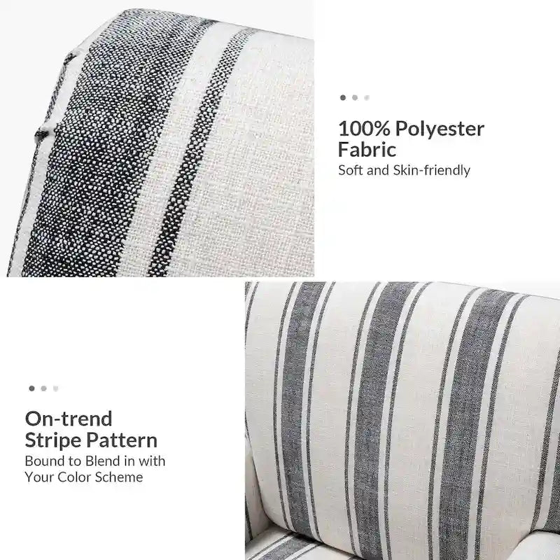 Fauteuil rayé classique et contemporain avec pieds tournés