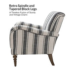 Fauteuil rayé classique et contemporain avec pieds tournés