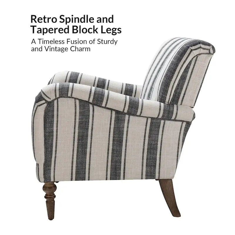 Fauteuil rayé classique et contemporain avec pieds tournés