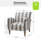 Fauteuil rayé classique et contemporain avec pieds tournés