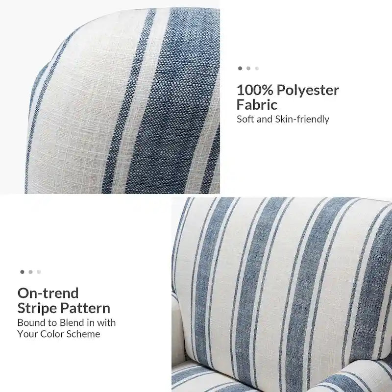 Fauteuil rayé classique et contemporain avec pieds tournés