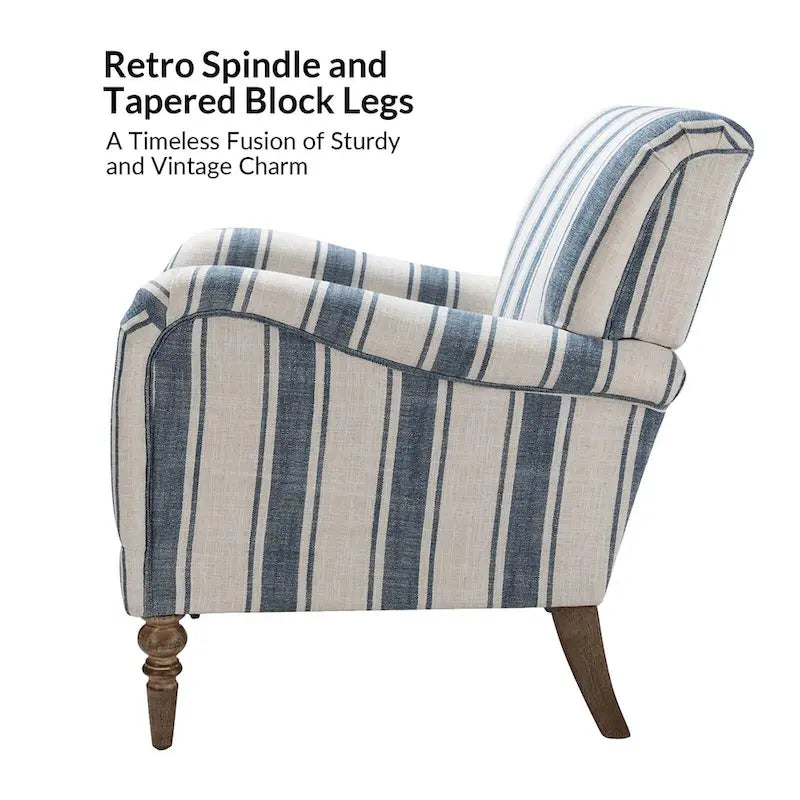 Fauteuil rayé classique et contemporain avec pieds tournés