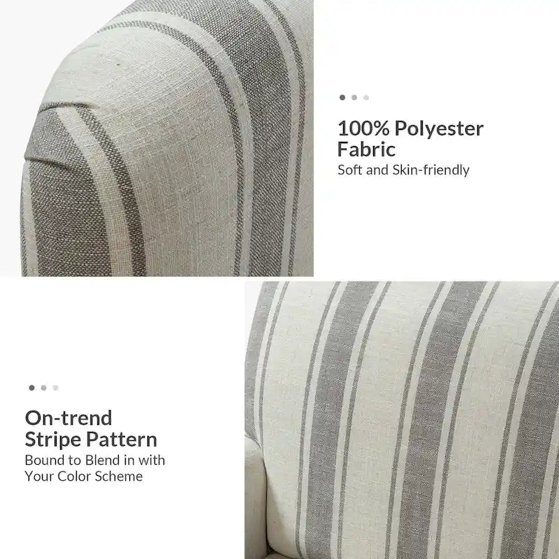 Fauteuil rayé classique et contemporain avec pieds tournés