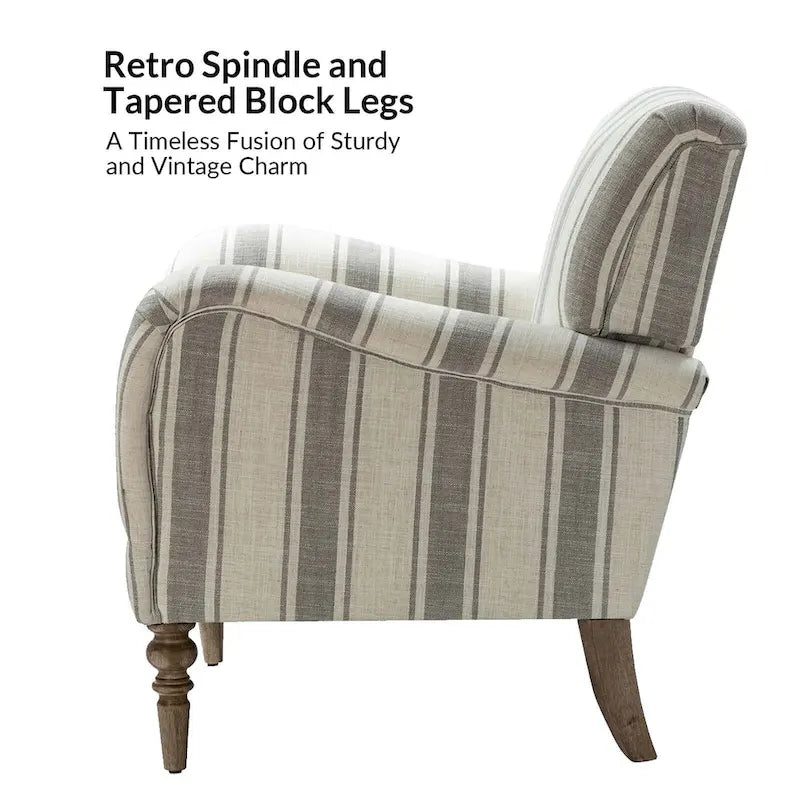 Fauteuil rayé classique et contemporain avec pieds tournés