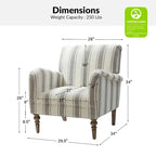 Fauteuil rayé classique et contemporain avec pieds tournés