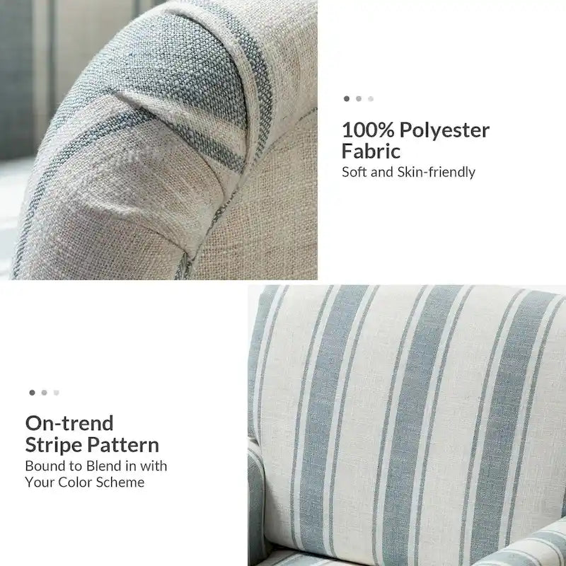Fauteuil rayé classique et contemporain avec pieds tournés