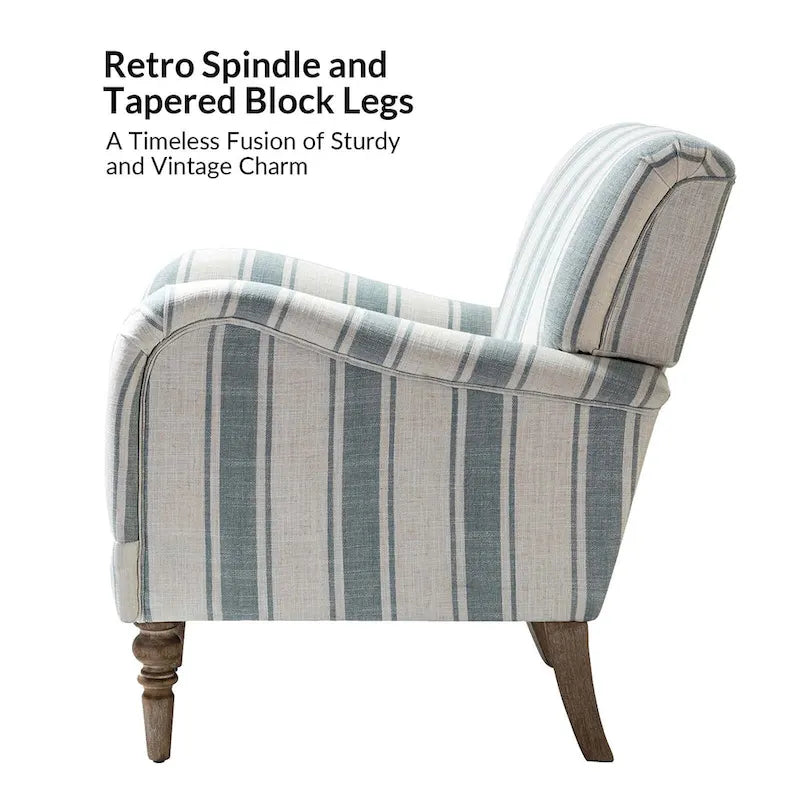 Fauteuil rayé classique et contemporain avec pieds tournés