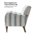 Fauteuil rayé classique et contemporain avec pieds tournés