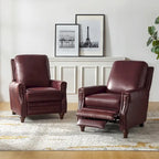 Fauteuil inclinable en cuir véritable style Mid-century Modern avec garniture cloutée – Lot de 2