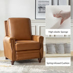 Fauteuil inclinable en cuir véritable style Mid-century Modern avec garniture cloutée – Lot de 2
