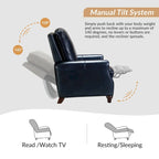 Fauteuil inclinable en cuir véritable style Mid-century Modern avec garniture cloutée – Lot de 2