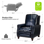 Fauteuil inclinable en cuir véritable style Mid-century Modern avec garniture cloutée – Lot de 2