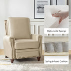 Fauteuil inclinable en cuir véritable style Mid-century Modern avec garniture cloutée – Lot de 2