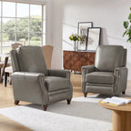 Fauteuil inclinable en cuir véritable style Mid-century Modern avec garniture cloutée – Lot de 2