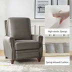 Fauteuil inclinable en cuir véritable style Mid-century Modern avec garniture cloutée – Lot de 2