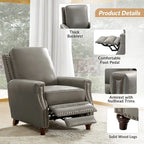 Fauteuil inclinable en cuir véritable style Mid-century Modern avec garniture cloutée – Lot de 2