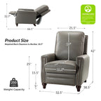 Fauteuil inclinable en cuir véritable style Mid-century Modern avec garniture cloutée – Lot de 2