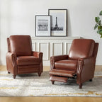 Fauteuil inclinable en cuir véritable style Mid-century Modern avec garniture cloutée – Lot de 2